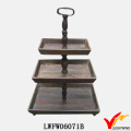 Vintage Brown 3 Tier Star Forma Bandeja de madeira